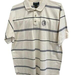 Izod Club Pinehurst The Centennial No 8 XL Striped Polo Golf Shirt White & Navy